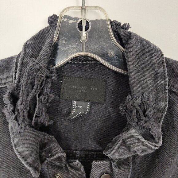Forever 21 Men's Black Denim Jacket Size Medium Gorpcore 100% Cotton - Picture 6 of 12